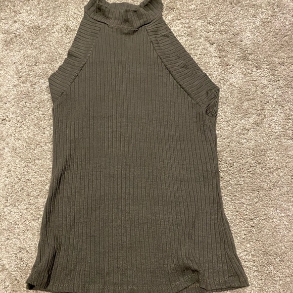 Olive green mock neck top- SMALL - Picture 2 of 2